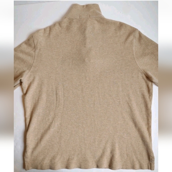 Polo Ralph Lauren Estate Rib Quarter Zip Pullover Cotton Beige Cream Mock Neck L - Picture 13 of 16